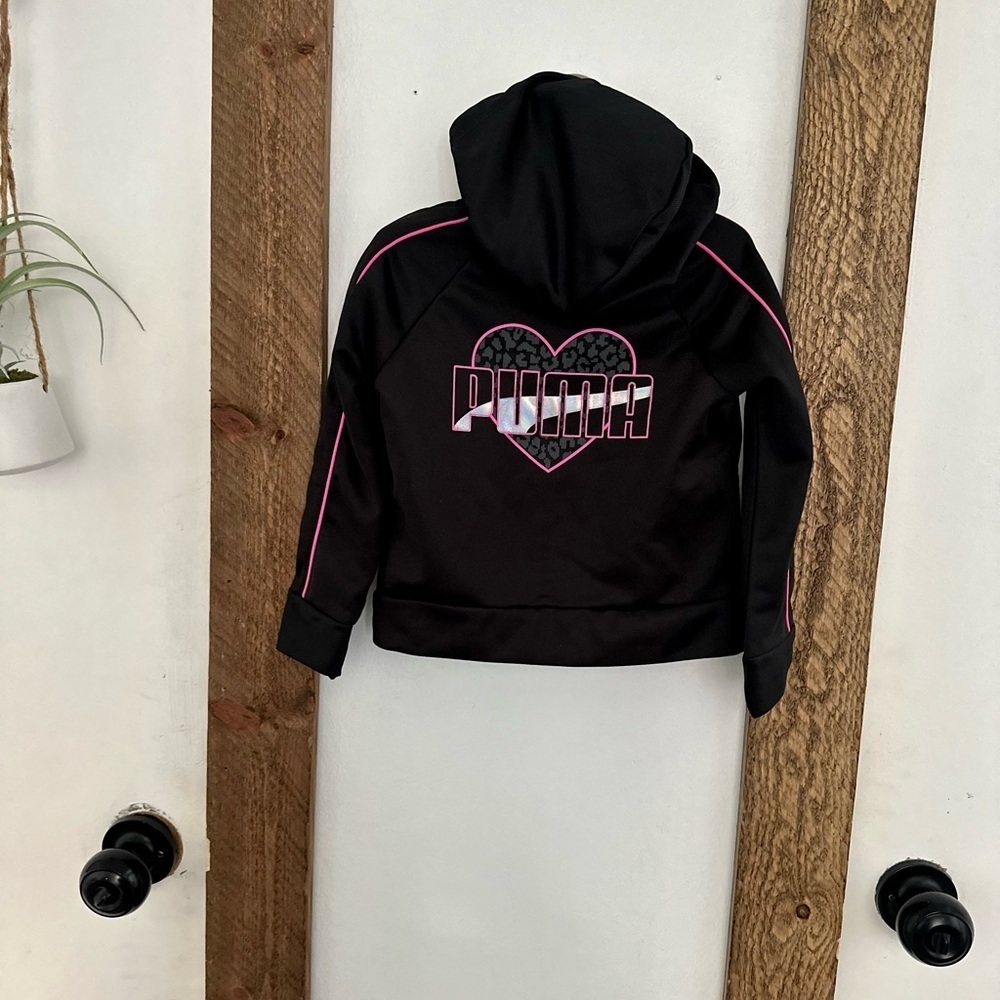 Puma 3T Toddler Girl Black Pink Silky Track Hooded Zip Jacket
Euc
